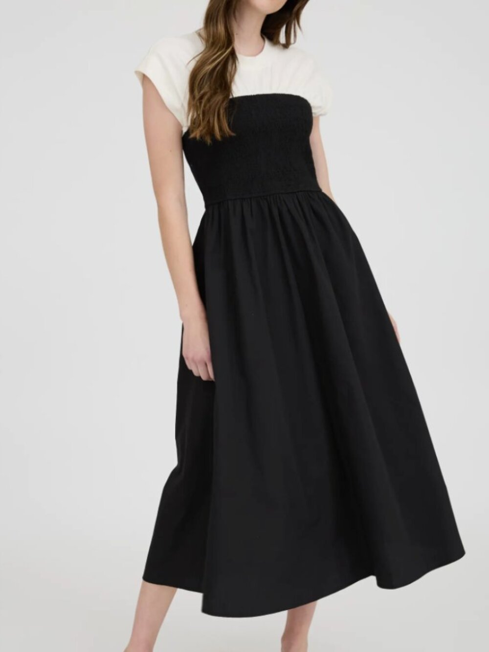 Black and White Dolman Sleeve A-line Dress